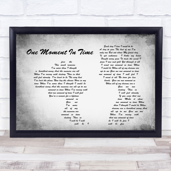 Whitney Houston One Moment In Time Man Lady Couple Grey Song Lyric Quote Quote Print