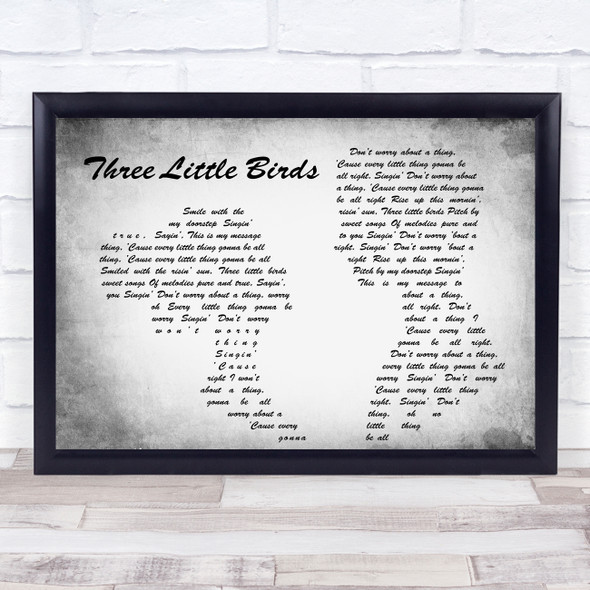 Bob Marley Three Little Birds Man Lady Couple Grey Song Lyric Quote Quote Print