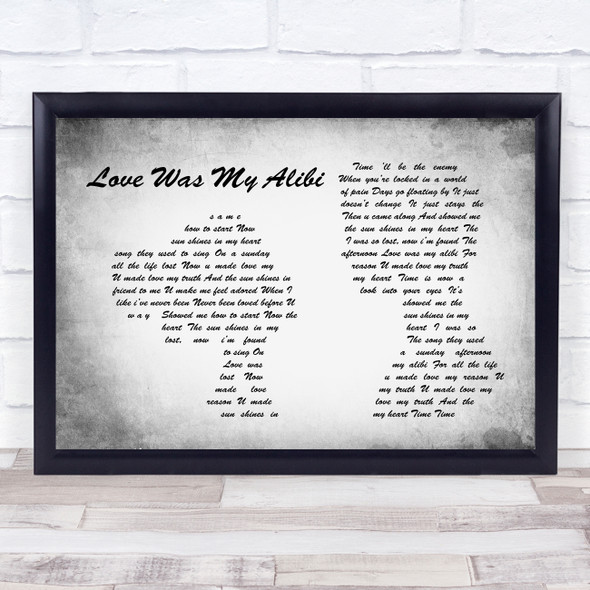 Kristoffer Fogelmark Love Was My Alibi Man Lady Couple Grey Song Lyric Quote Print