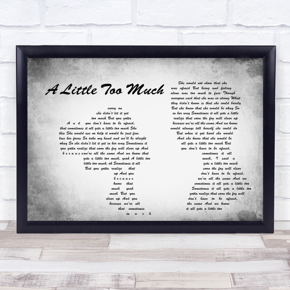 Shawn Mendes A Little Too Much Man Lady Couple Grey Song Lyric Quote Quote Print