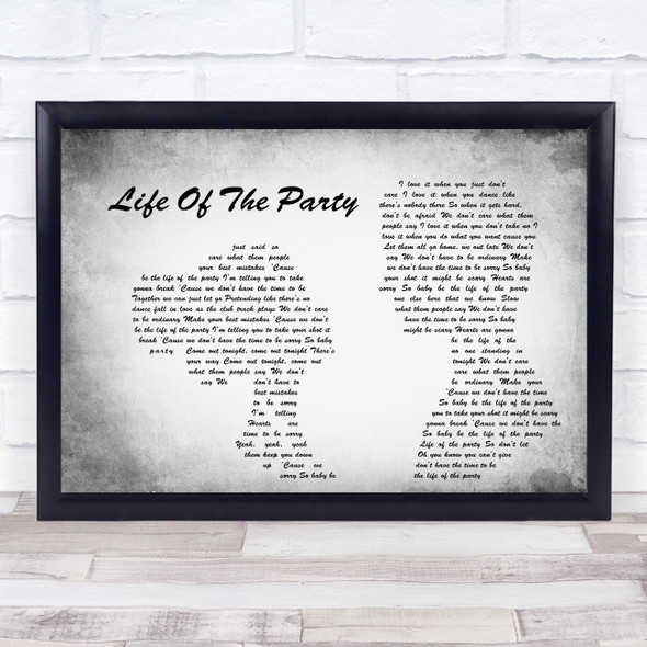 Shawn Mendes Life Of The Party Man Lady Couple Grey Song Lyric Quote Quote Print
