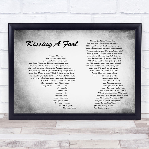 George Michael Kissing A Fool Man Lady Couple Grey Song Lyric Quote Quote Print