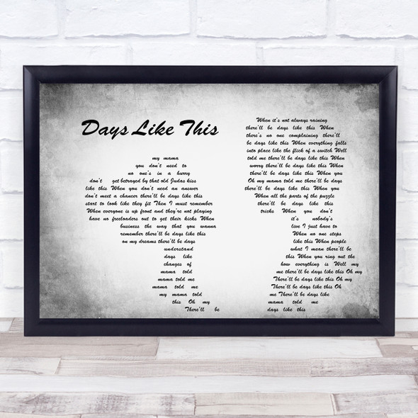 Van Morrison Days Like This Man Lady Couple Grey Song Lyric Quote Quote Print