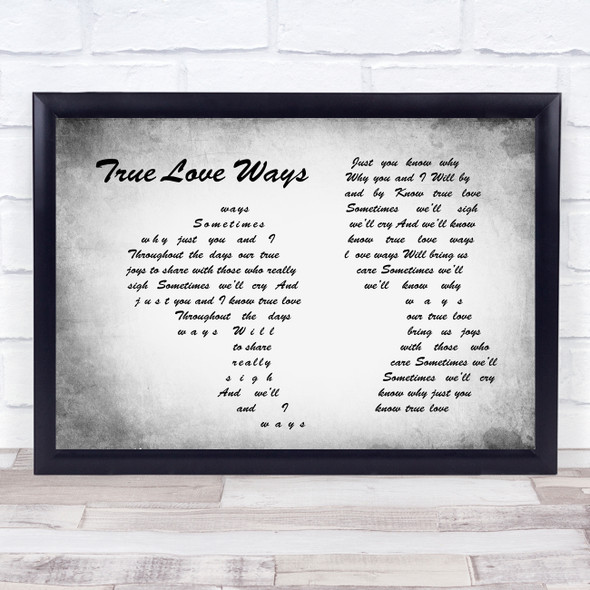 Buddy Holly True Love Ways Man Lady Couple Grey Song Lyric Quote Quote Print