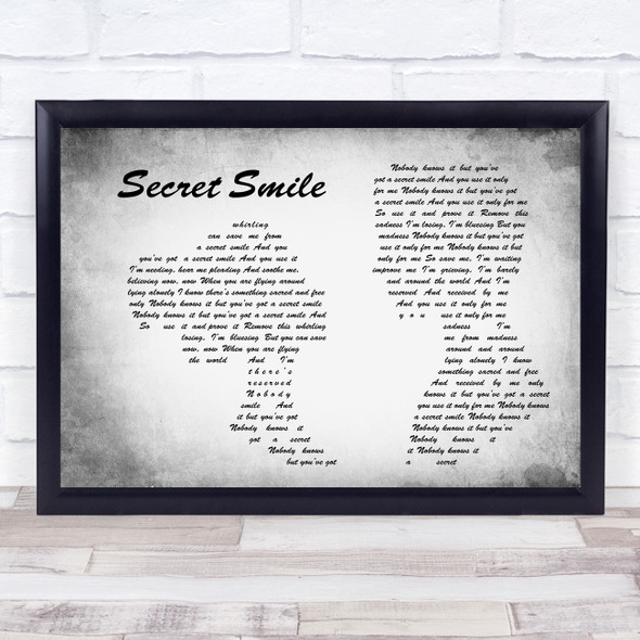Semisonic Secret Smile Man Lady Couple Grey Song Lyric Quote Quote Print