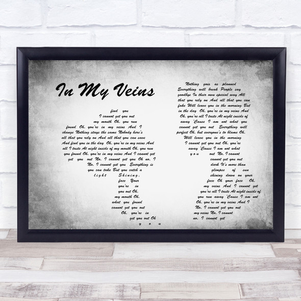 Andrew Belle In My Veins Man Lady Couple Grey Song Lyric Quote Quote Print