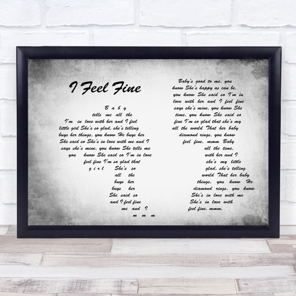 The Beatles I Feel Fine Man Lady Couple Grey Song Lyric Quote Quote Print