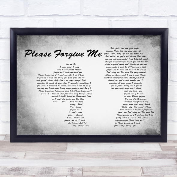 Bryan Adams Please Forgive Me Man Lady Couple Grey Song Lyric Quote Print