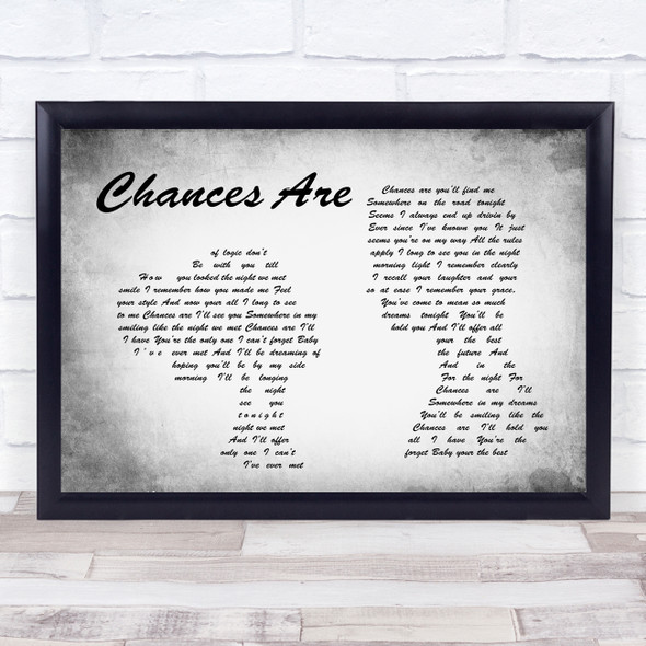 Bob Seger Chances Are Man Lady Couple Grey Song Lyric Quote Quote Print