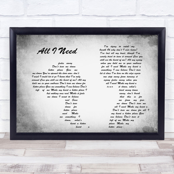 Within Temptation All I Need Man Lady Couple Grey Song Lyric Quote Quote Print