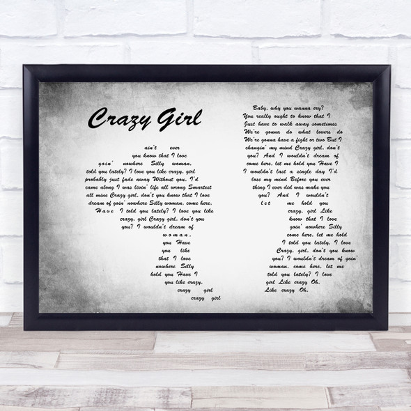 Eli Young Band Crazy Girl Man Lady Couple Grey Song Lyric Quote Quote Print