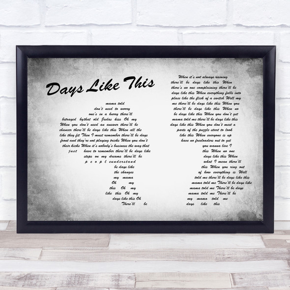 Van Morrison Days Like This Man Lady Couple Grey Song Lyric Quote Print