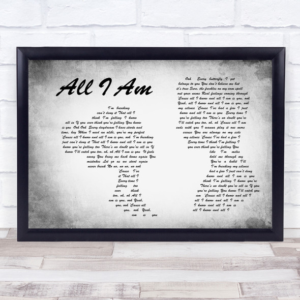 Jess Glynne All I Am Man Lady Couple Grey Song Lyric Quote Quote Print