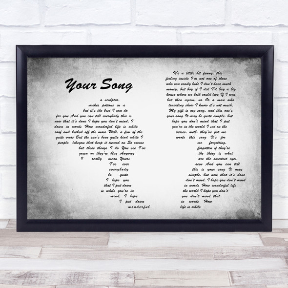Elton John Your Grey Song Man Lady Couple Grey Song Lyric Quote Print