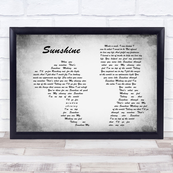 Gabrielle Sunshine Man Lady Couple Grey Song Lyric Quote Quote Print