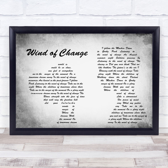 Scorpions Wind of Change Man Lady Couple Grey Song Lyric Quote Print