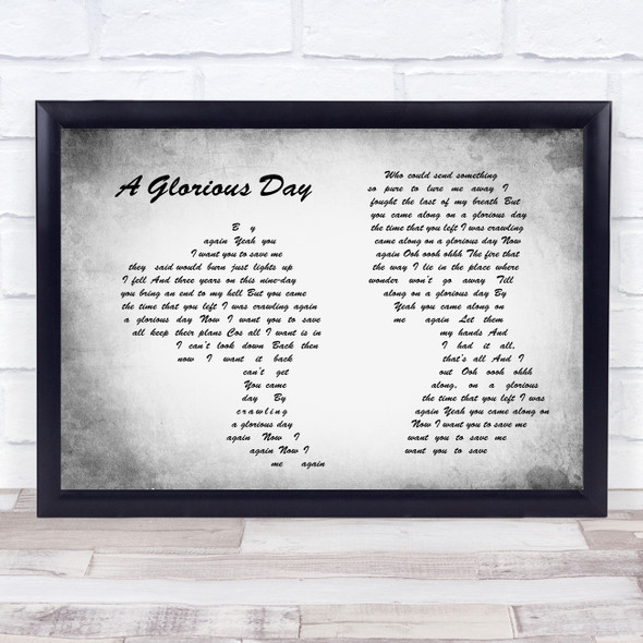 Embrace A Glorious Day Man Lady Couple Grey Song Lyric Quote Print
