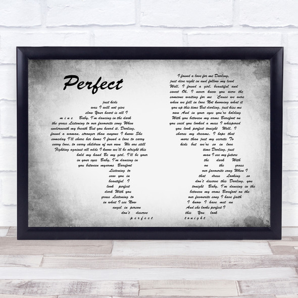 Ed Sheeran Perfect Man Lady Couple Grey Song Lyric Quote Quote Print
