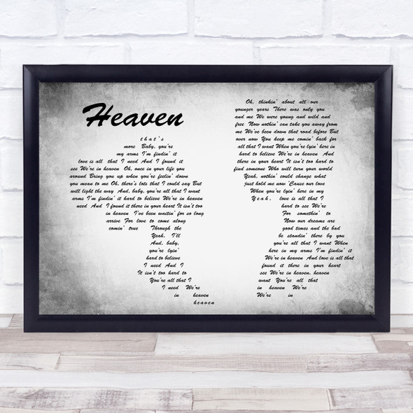 Bryan Adams Heaven Man Lady Couple Grey Song Lyric Quote Quote Print