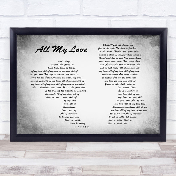 Led Zeppelin All My Love Man Lady Couple Grey Song Lyric Quote Print