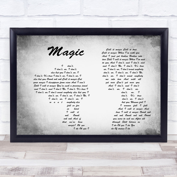 Coldplay Magic Man Lady Couple Grey Song Lyric Quote Quote Print