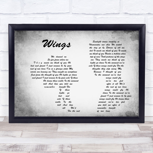 Birdy Wings Man Lady Couple Grey Song Lyric Quote Quote Print
