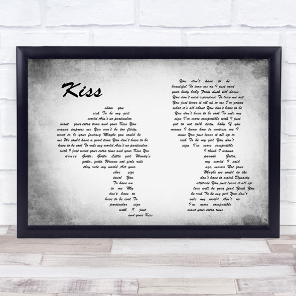 Prince Kiss Man Lady Couple Grey Song Lyric Quote Quote Print