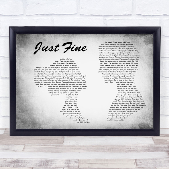 Mary J Blige Just Fine Man Lady Couple Grey Song Lyric Quote Print