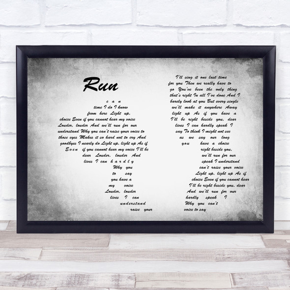 Leona Lewis Run Man Lady Couple Grey Song Lyric Quote Quote Print