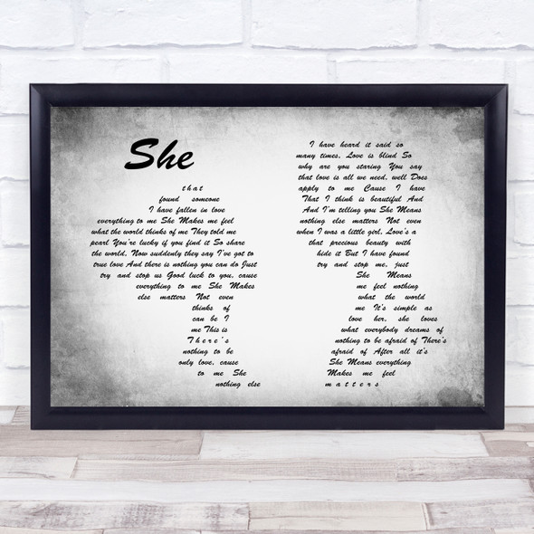 Jen foster She Man Lady Couple Grey Song Lyric Quote Quote Print
