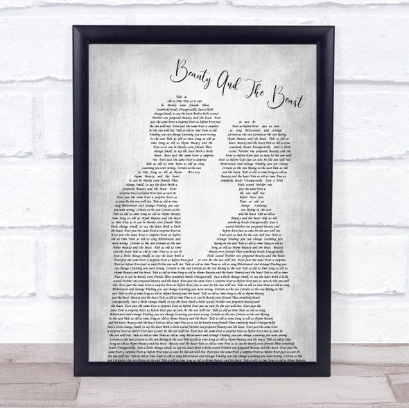 Celine Dione Beauty And The Beast Man Lady Bride Groom Wedding Grey Song Quote Print