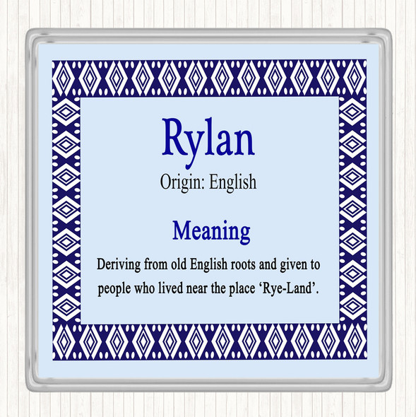 Rylan Name Meaning Coaster Blue
