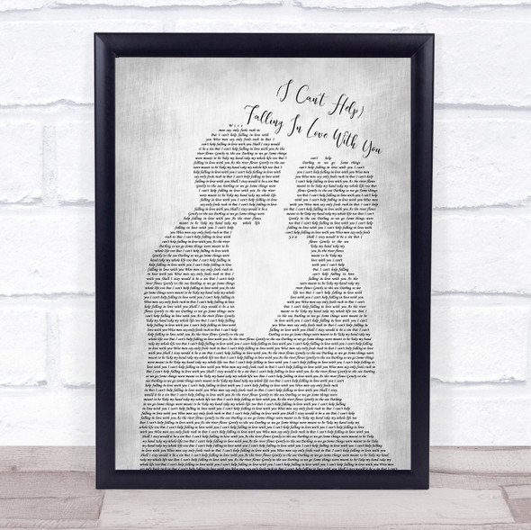 UB40 I Can't Help Falling In Love With You Bride Groom Grey Song Lyric Quote Print