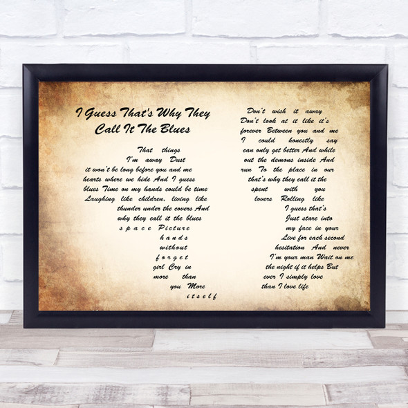 Elton John I Guess That's Why They Call It The Blues Man Lady Couple Song Lyric Quote Music Framed Print