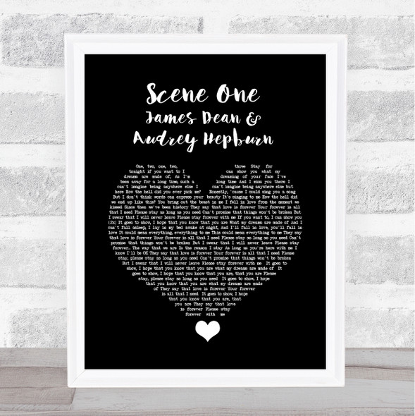 Sleeping With Sirens Scene One James Dean & Audrey Hepburn Black Heart Song Lyric Quote Music Framed Print