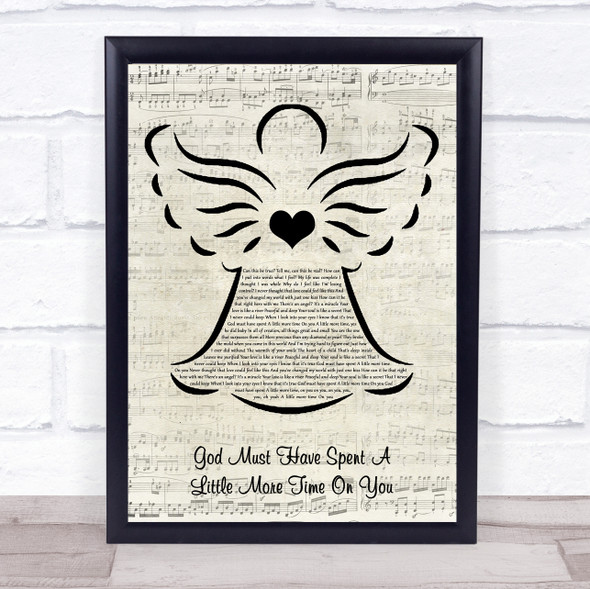 N Sync God Must Have Spent A Little More Time On You Music Script Angel Song Lyric Quote Music Framed Print