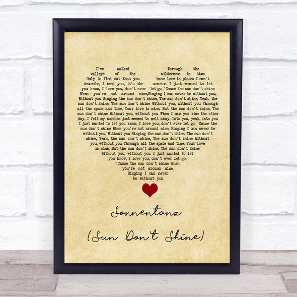 Klangkarussell Sonnentanz (Sun Don't Shine) Vintage Heart Song Lyric Quote Music Framed Print