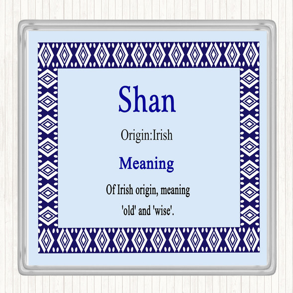 Shan Name Meaning Coaster Blue