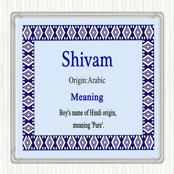 Shivam Name Meaning Coaster Blue