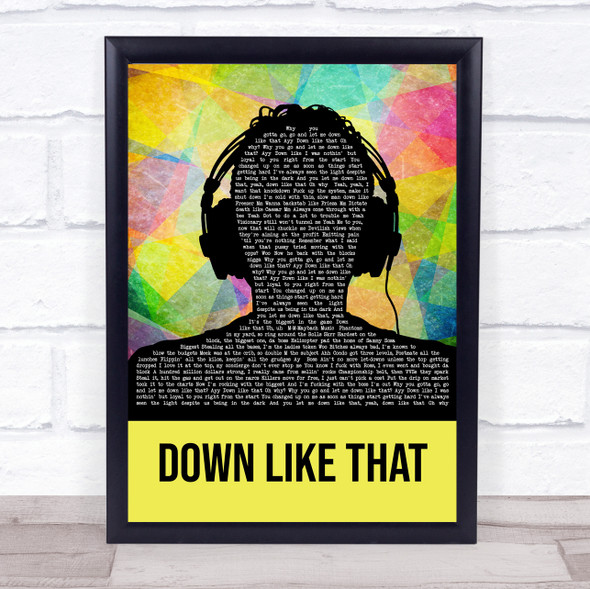 KSI Down Like That Multicolour Man Headphones Song Lyric Quote Music Framed Print
