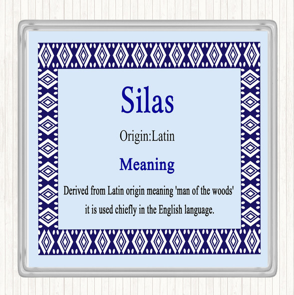 Silas Name Meaning Coaster Blue