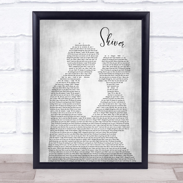 Coldplay Shiver Man Lady Bride Groom Wedding Grey Song Lyric Quote Music Framed Print