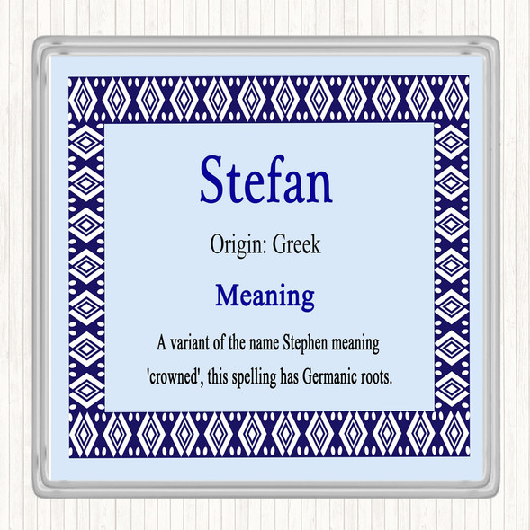 Stefan Name Meaning Coaster Blue