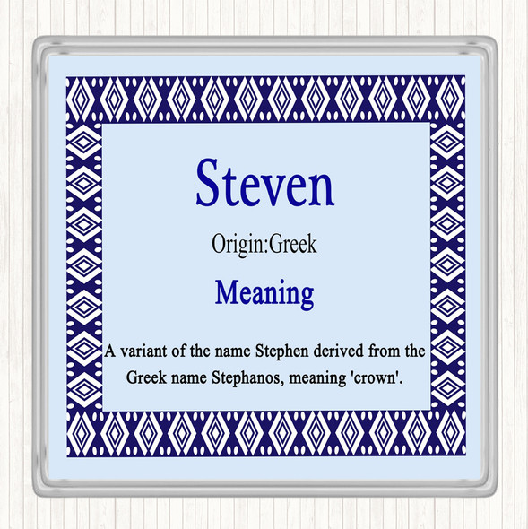Steven Name Meaning Coaster Blue