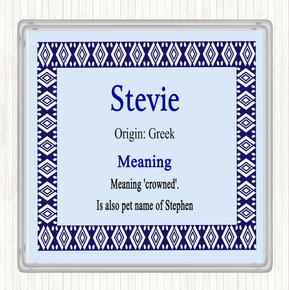 Stevie Name Meaning Coaster Blue