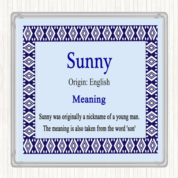 Sunny Name Meaning Coaster Blue