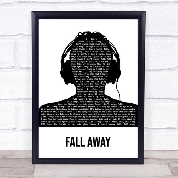 Twenty One Pilots Fall Away Black & White Man Headphones Song Lyric Quote Music Framed Print