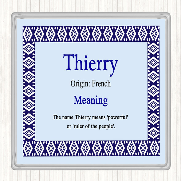 Thierry Name Meaning Coaster Blue