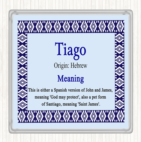 Tiago Name Meaning Coaster Blue