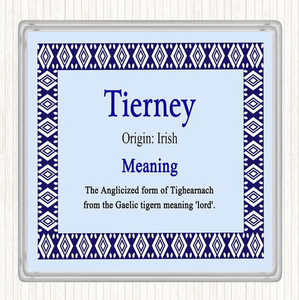 Tierney Name Meaning Coaster Blue